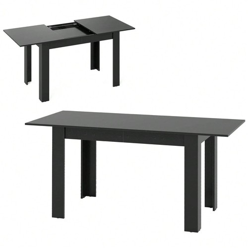 Black extendable dining table - extendable,