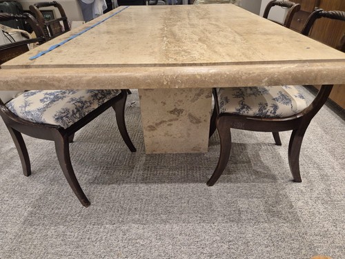 Travertine marble dining - marble, table